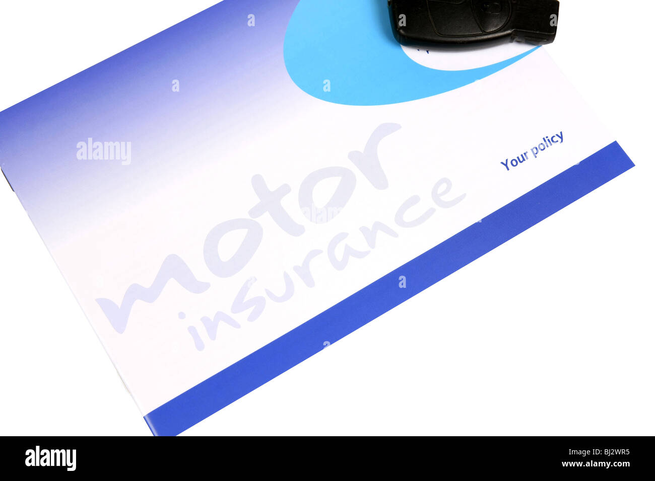 Car Insurance policy against a white background Stock Photo