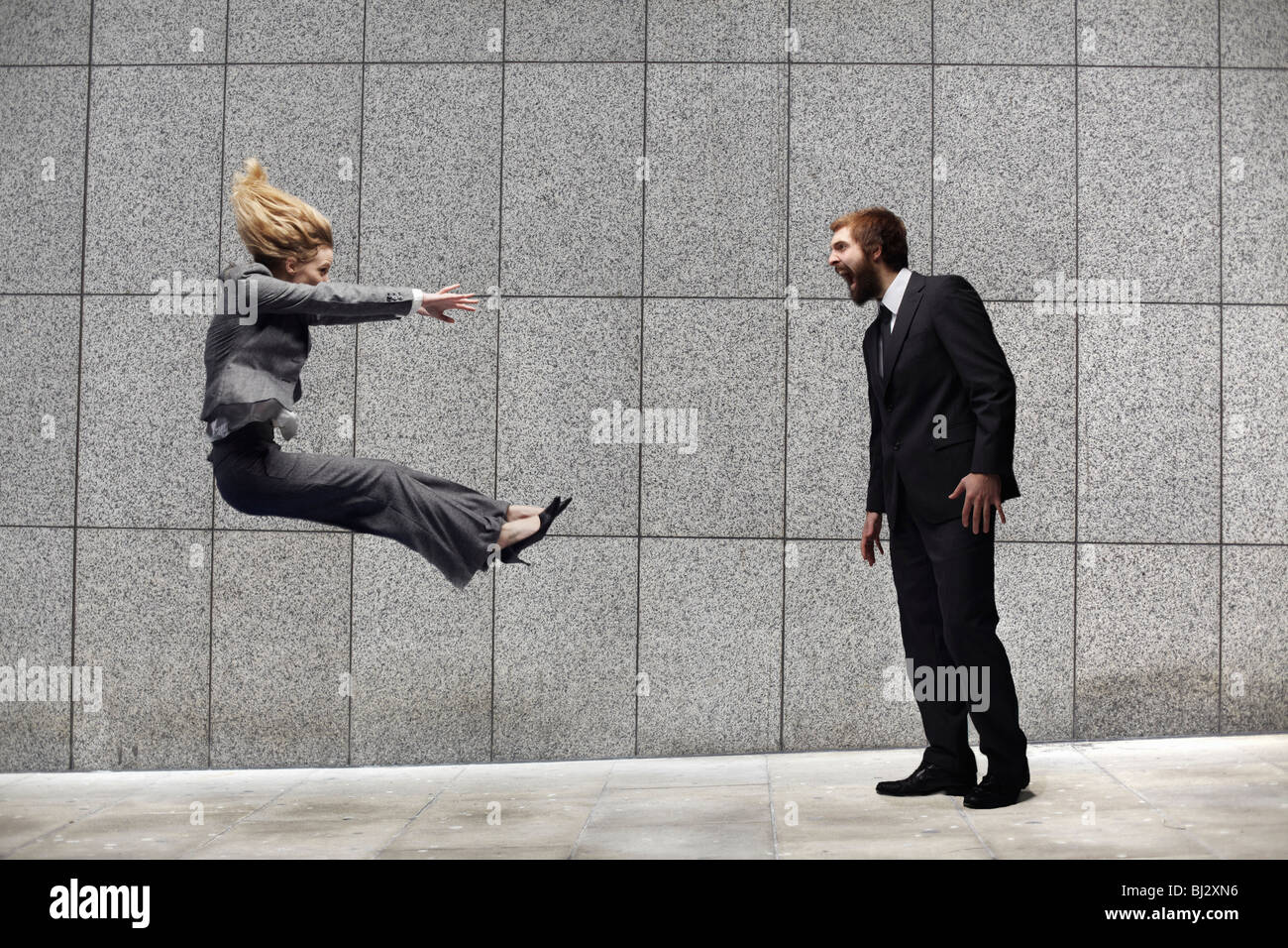 Man shouting at a woman Stock Photo