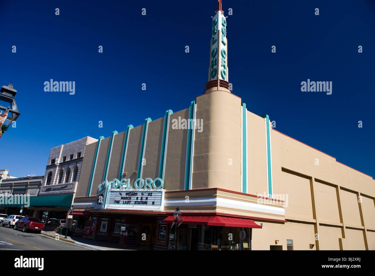 The Del Oro Theatre, an art deco landmark built in 1940 by United Artists, Grass Valley, California, United States of America Stock Photo