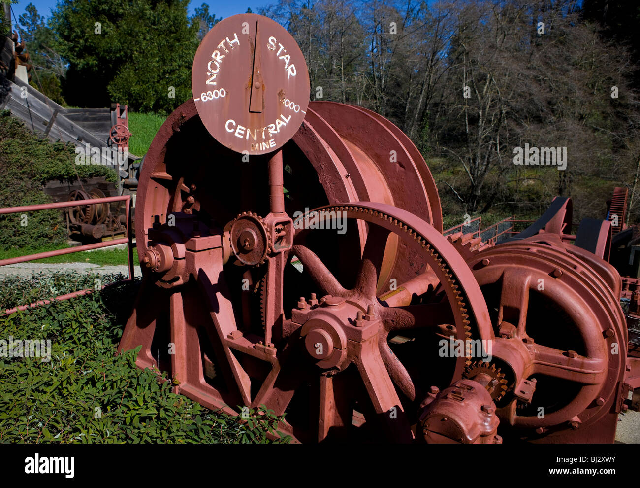Mining equipment from the North Star Central Mine Company, Grass Valley, California, United States of America Stock Photo
