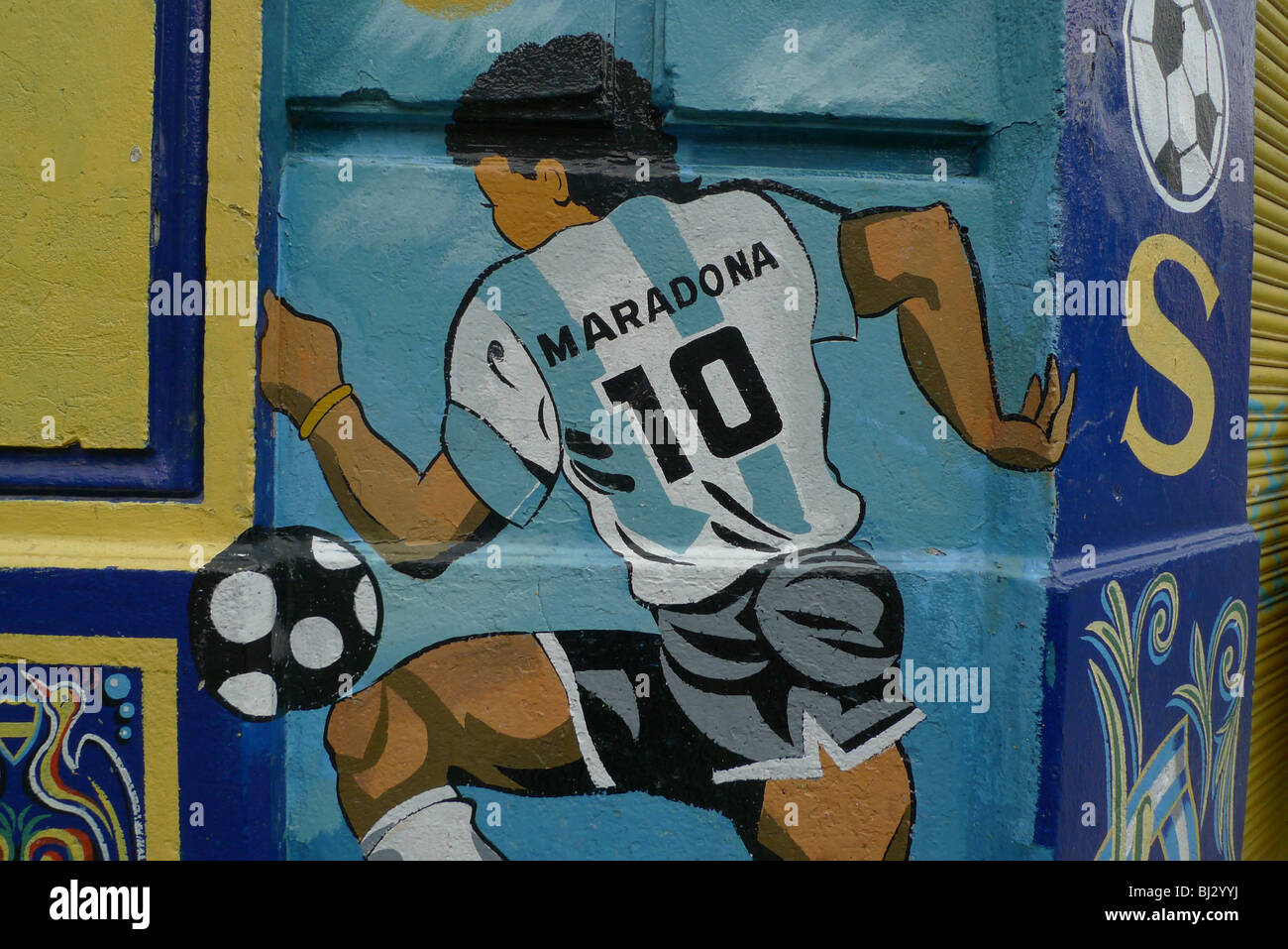 ARGENTINA  Buenos Aires. Artwork in Caminito, La Boca. Maradona. PHOTOGRAPH by SEAN SPRAGUE Stock Photo