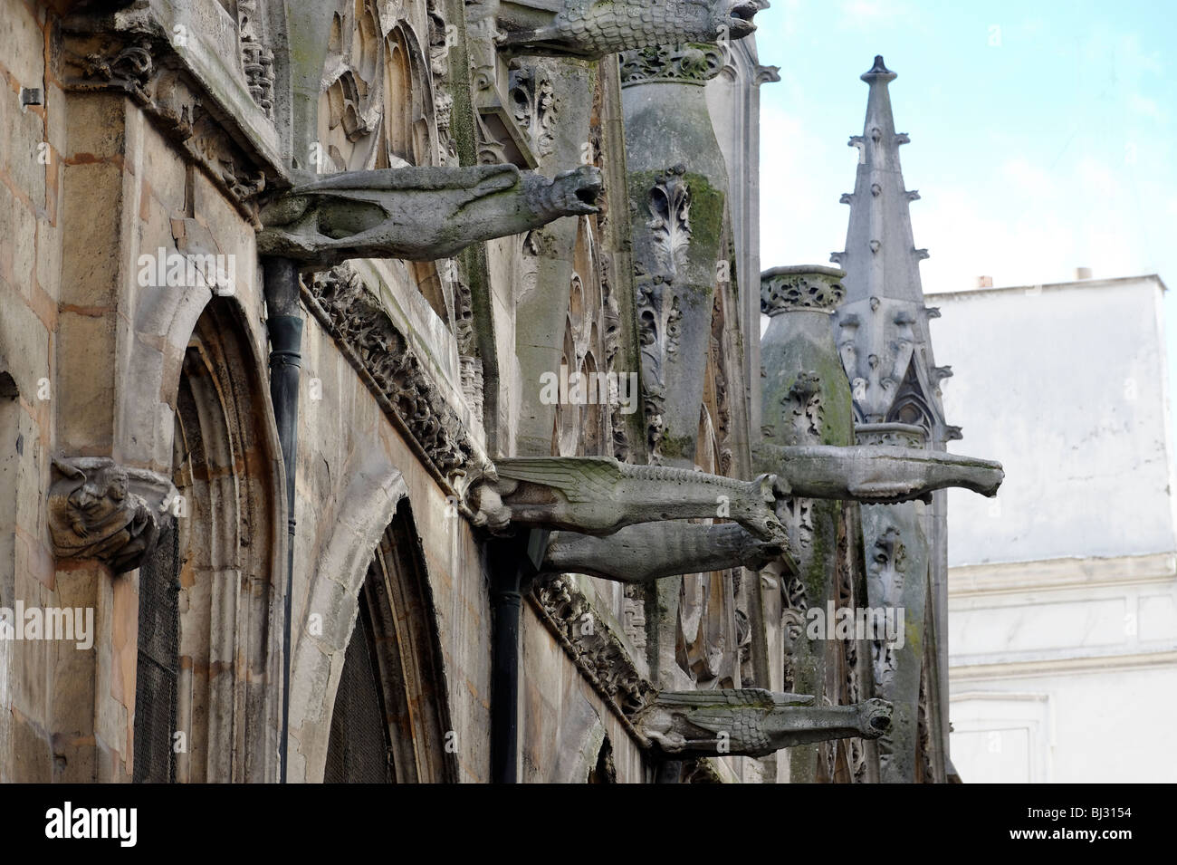 Gargoyles of the Eglise Saint Séverin in Paris Stock Photo