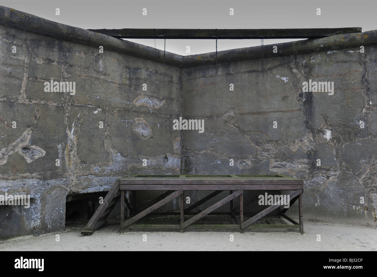 Gallows where prisoners were executed at Fort Breendonk, Second World War Two concentration camp in Belgium Stock Photo