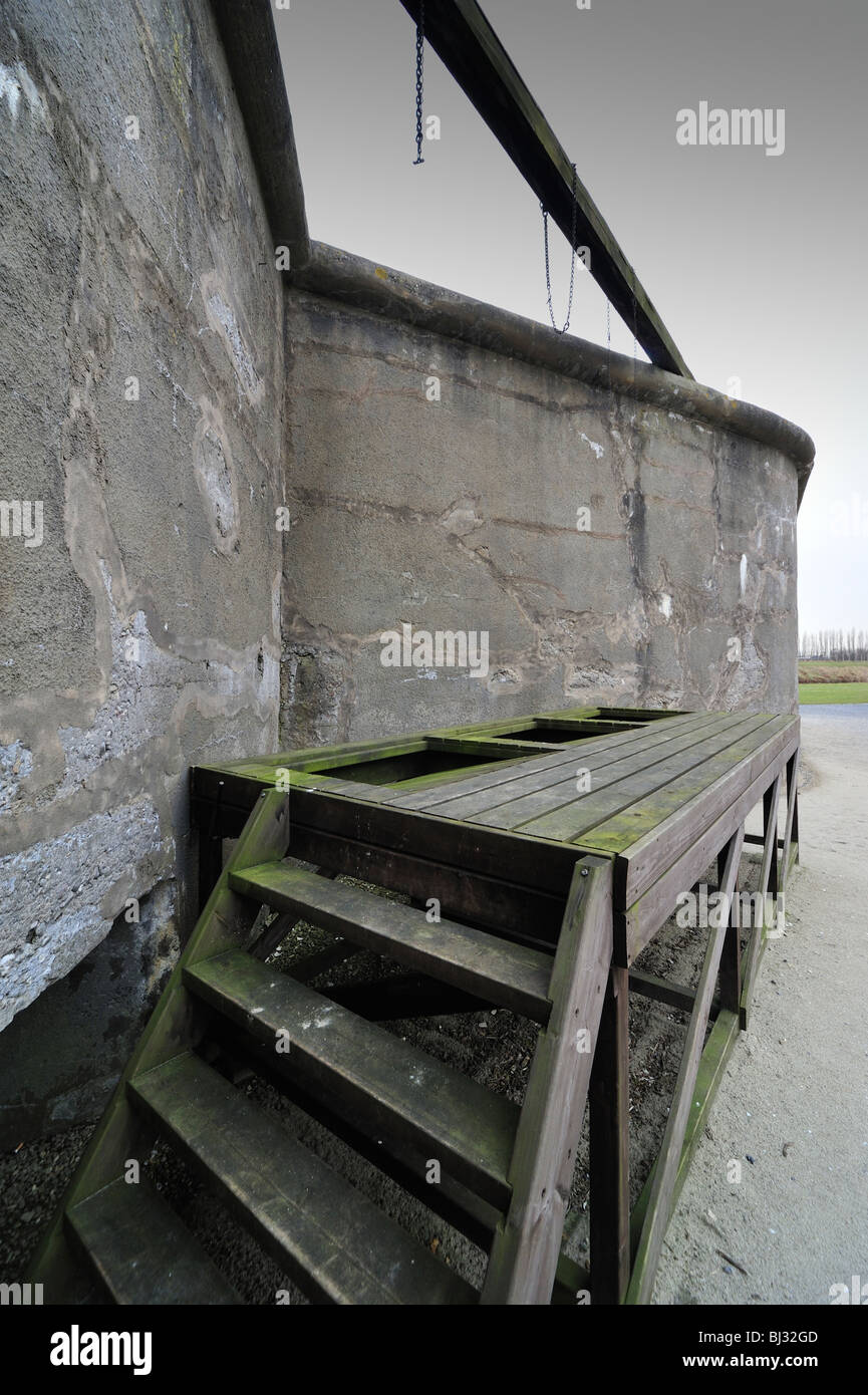 Gallows where prisoners were executed at Fort Breendonk, Second World War Two concentration camp in Belgium Stock Photo