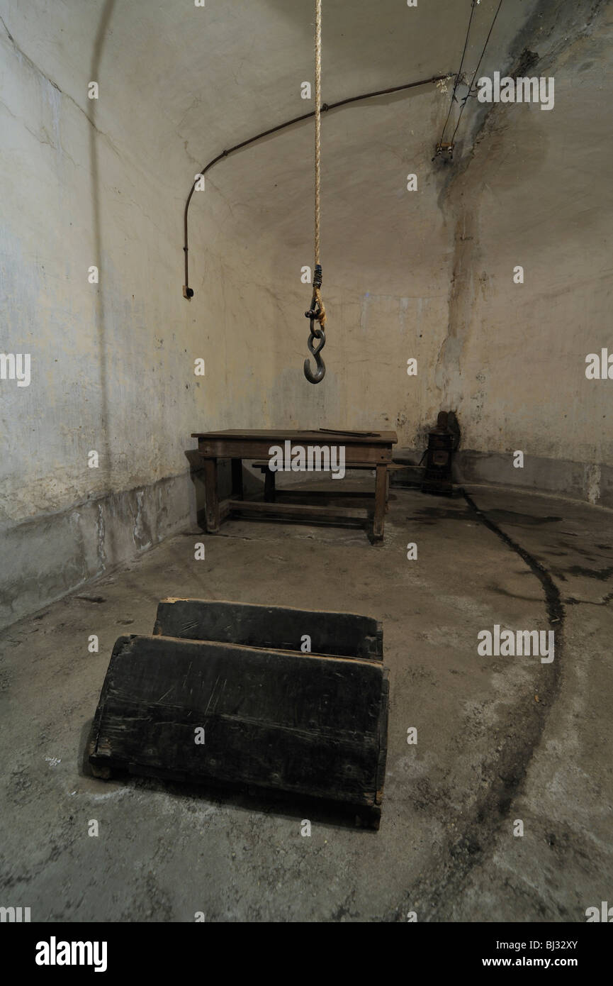 Torture chamber at the Fort Breendonk, Second World War Two concentration camp in Belgium Stock Photo