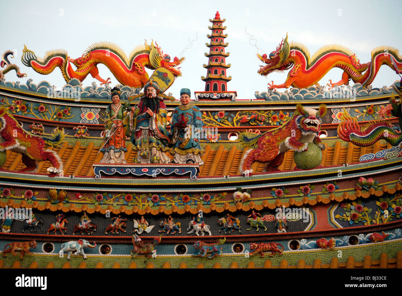 TAIWAN Detail of temple roof. Taichung. photo by Sean Sprague Stock Photo