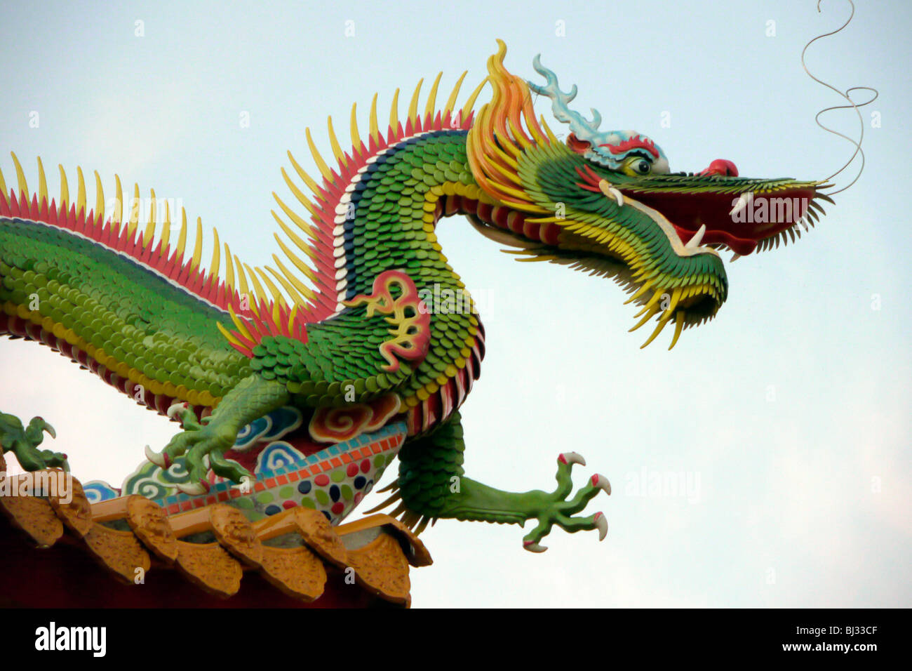TAIWAN Detail of temple roof. Taichung. photo by Sean Sprague Stock Photo