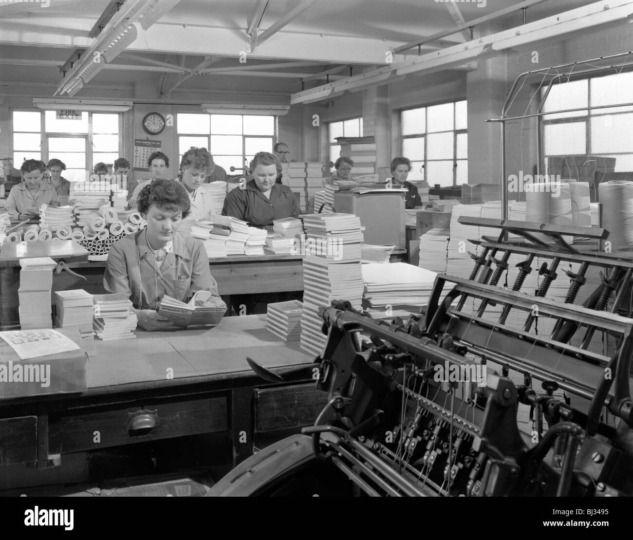 The binding room at the White Rose Press printing Co, Mexborough, South Yorkshire, 1959.  Artist: Michael Walters Stock Photo