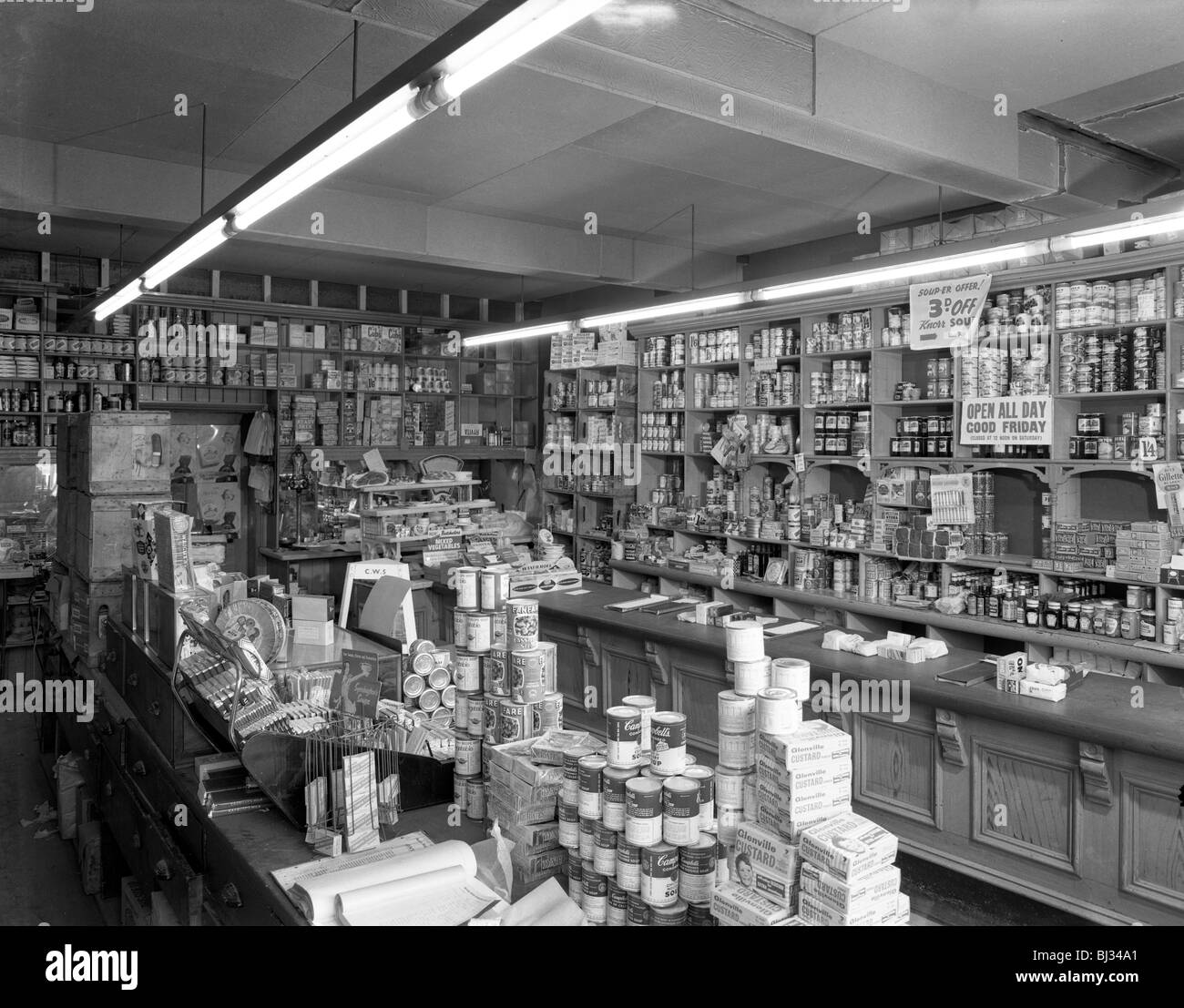 Coop shop interior, Stairfoot, Barnsley, South Yorkshire, 1960. Artist