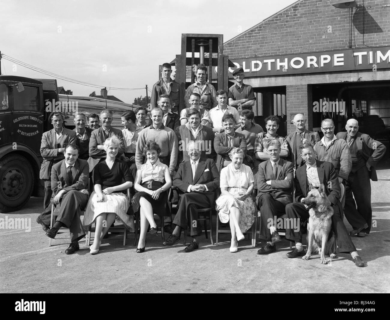 Timber yard workforce, Bolton upon Dearne, South Yorkshire, 1960