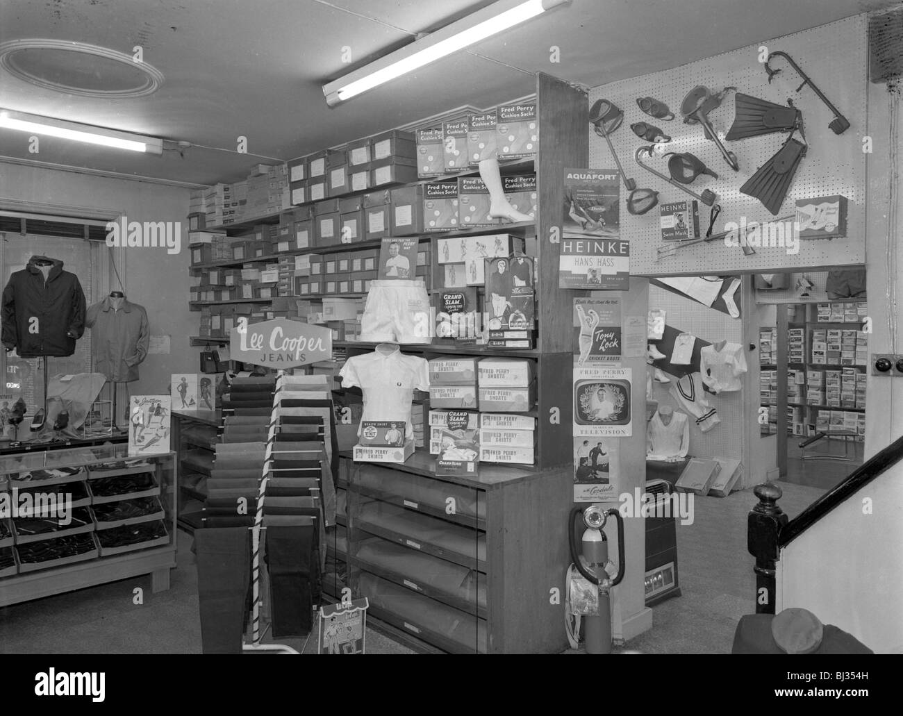 Sports shop interior, Sheffield, South Yorkshire, 1961.  Artist: Michael Walters Stock Photo