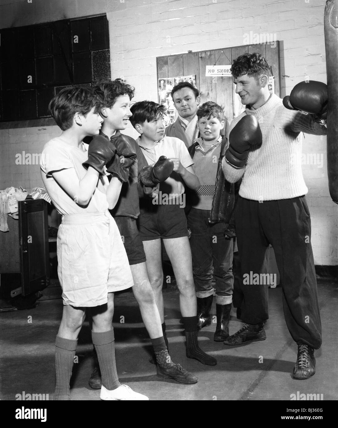 Boxing training at Horden Colliery gym, Sunderland, Tyne and Wear, 1964.  Artist: Michael Walters Stock Photo
