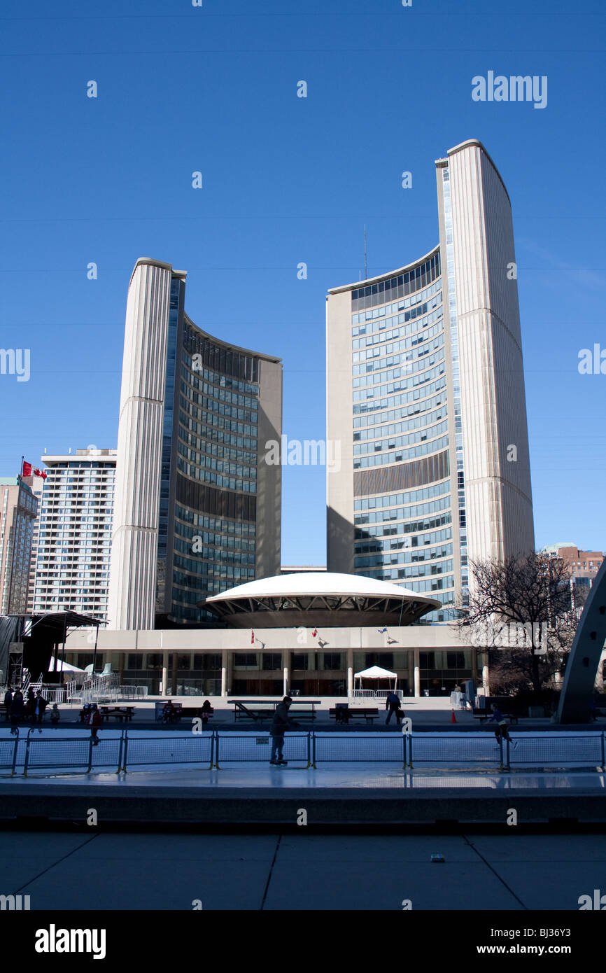 Toronto city hall in the evening with blue sky Stock Photo