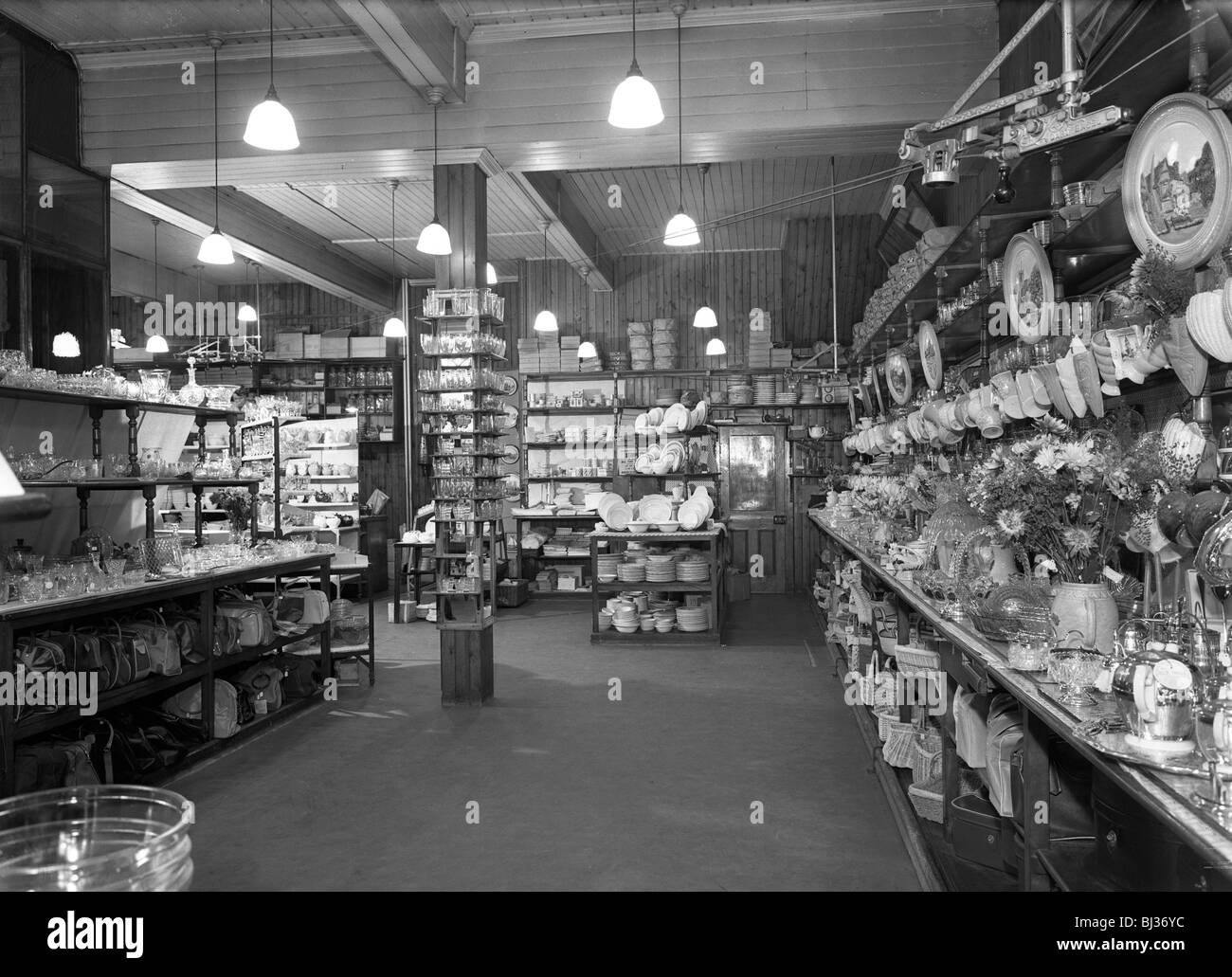 Co-op store showing a sales receipt transfer system, Barnsley, South Yorkshire, 1955. Artist: Michael Walters Stock Photo