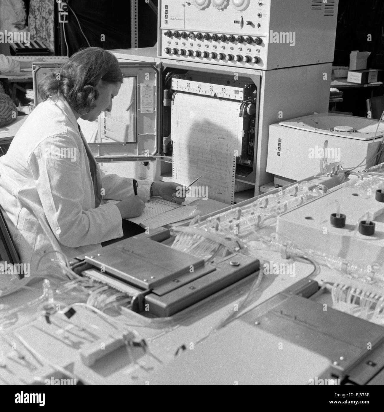 A Sequential Multi Analyser Machine at Rotherham General Infirmary, 1967.  Artist: Michael Walters Stock Photo