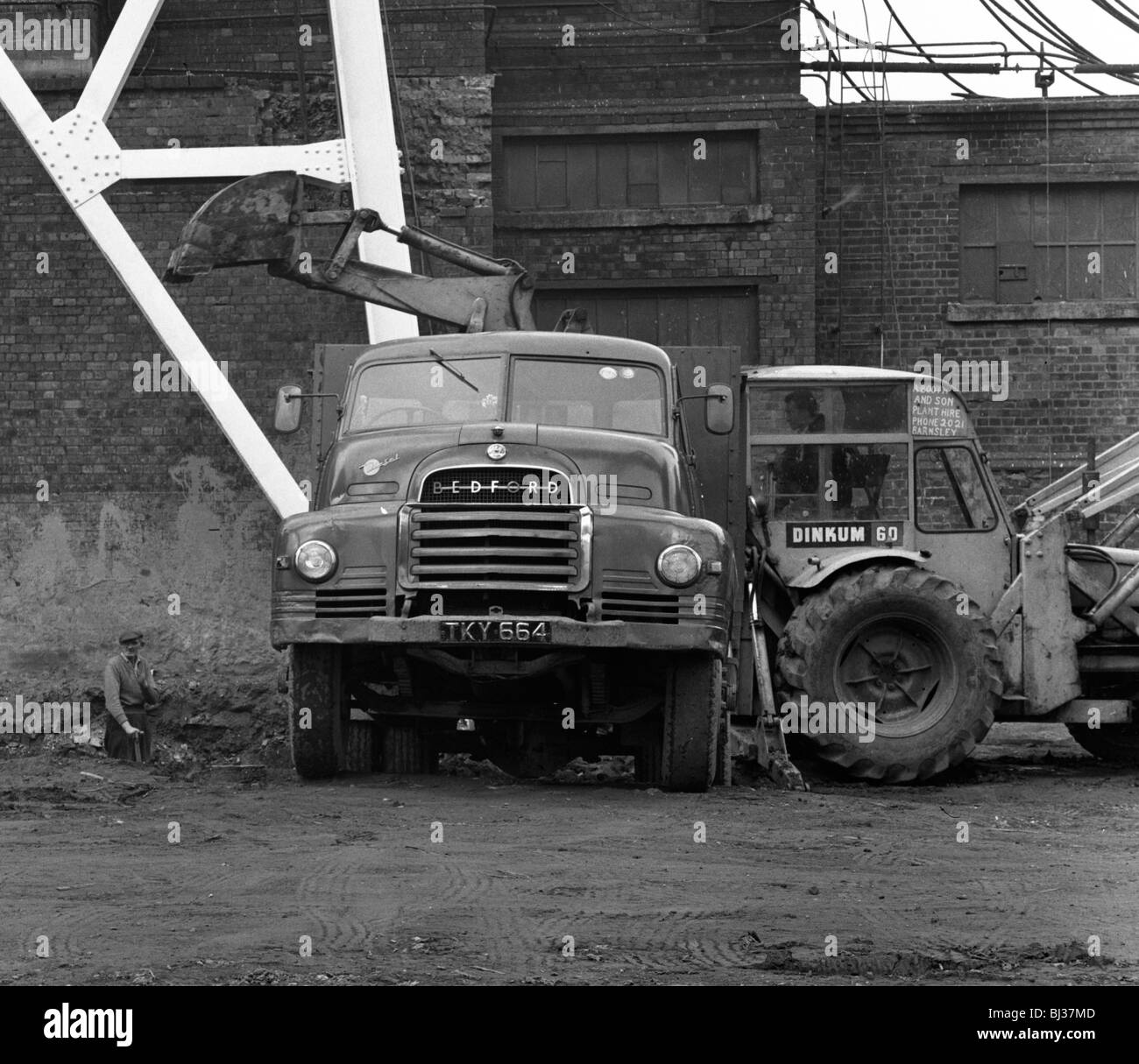 A Bedford 7 ton tipper being loaded at Rossington Colliery, near Doncaster, 1963. Artist: Michael Walters Stock Photo