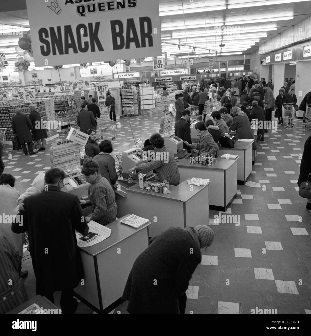 The checkout area of the ASDA supermarket in Rotherham, South