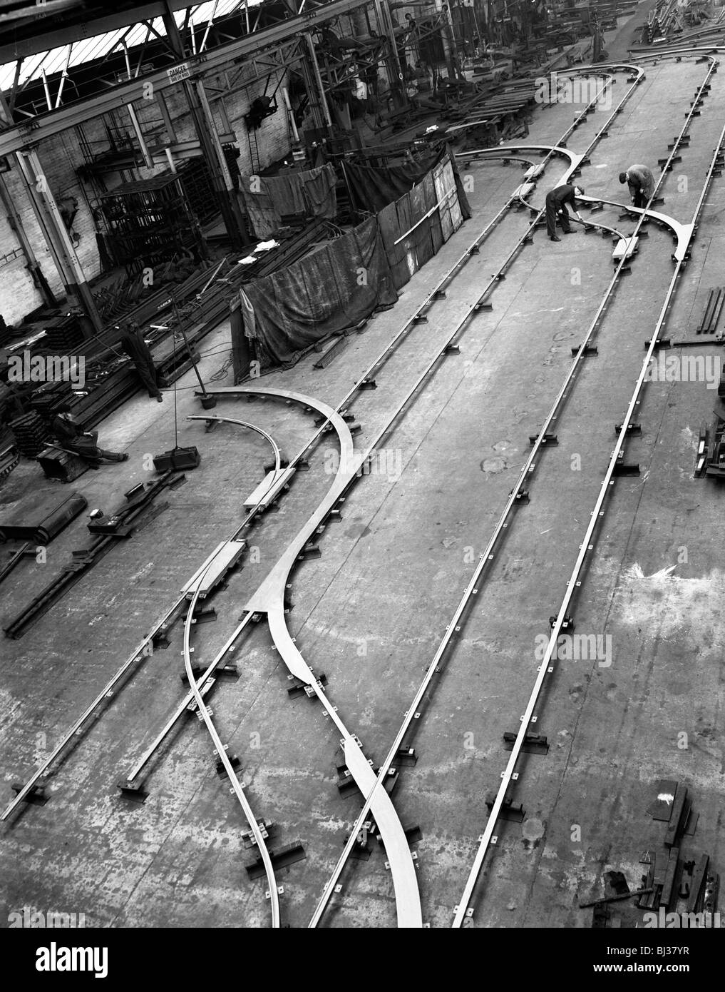 Installation of trackwork in an ICI Plant, Sheffield, South Yorkshire, 1963. Artist: Michael Walters Stock Photo