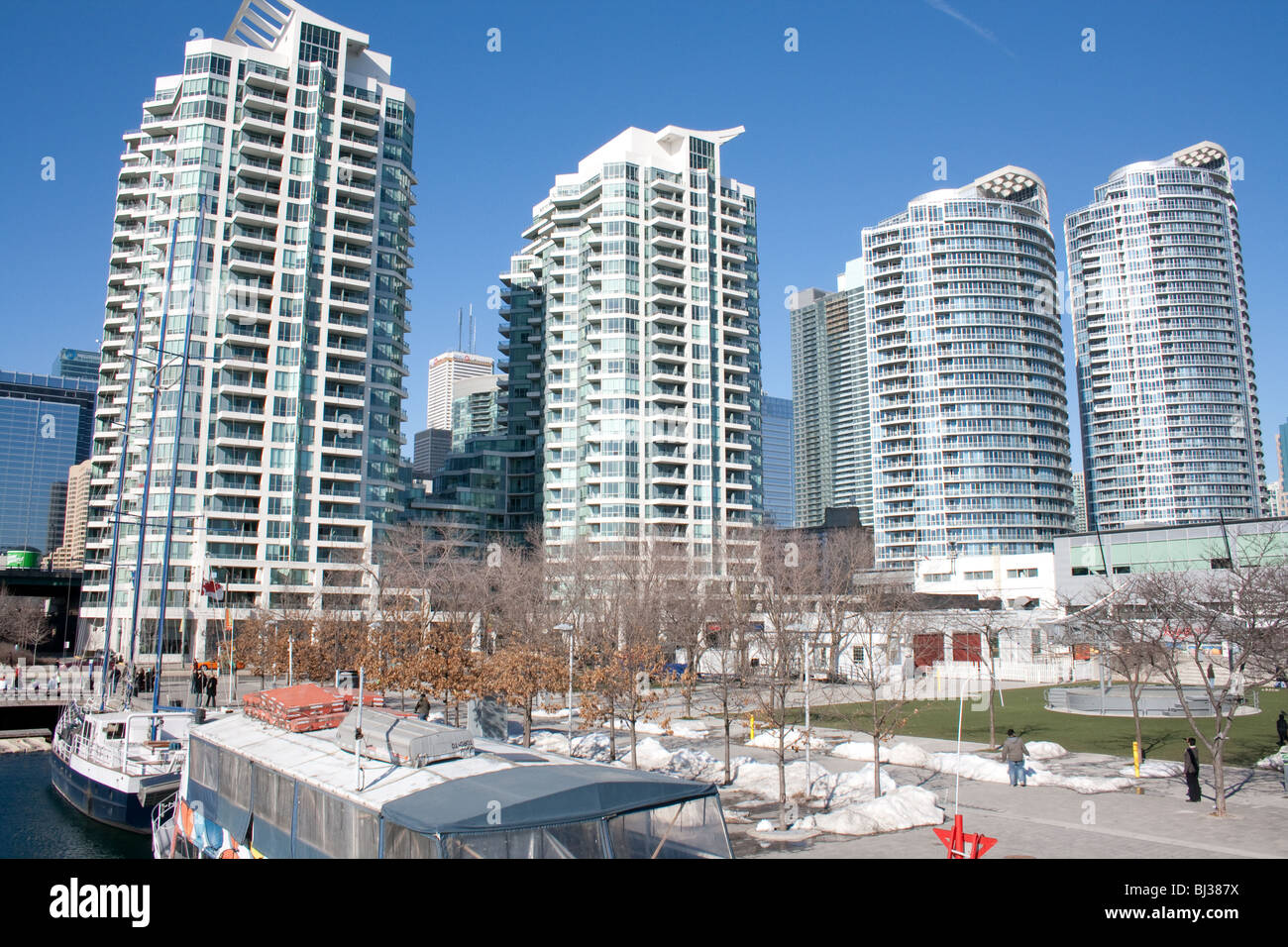 Luxury condo residential buildings in front of lake Ontario just right ...