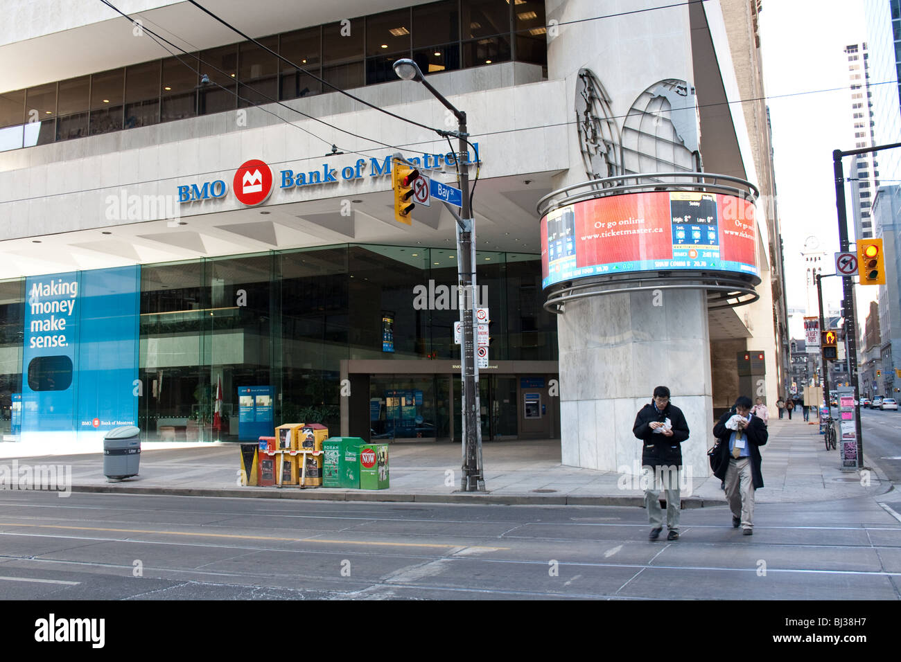 Street view of the bank of montreal tower office on bay street in toronto ontario canada Stock Photo