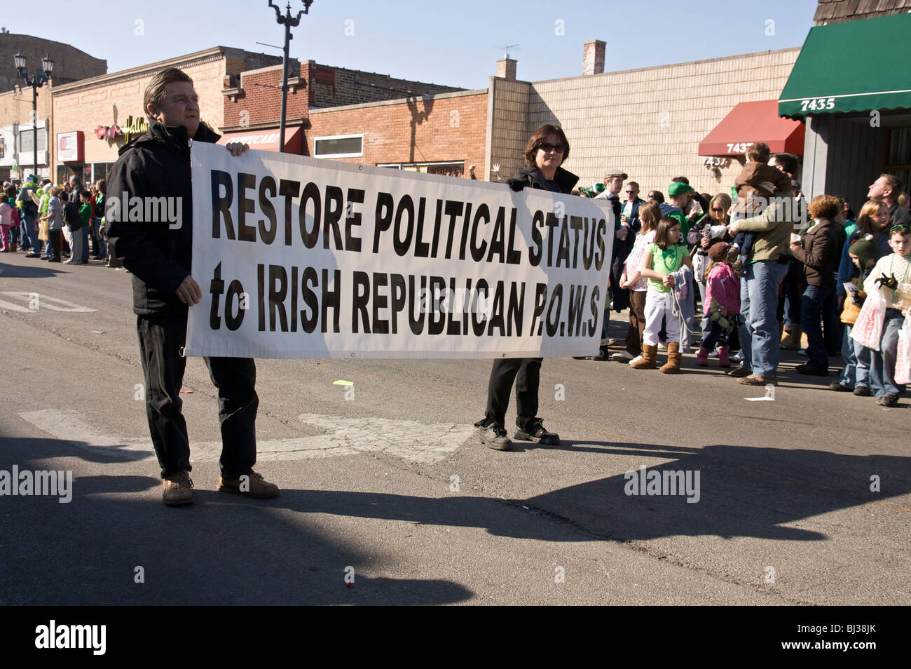 IRA sympathizers. 2010 St. Patrick's Day Parade. Forest Park, Illinois. Stock Photo