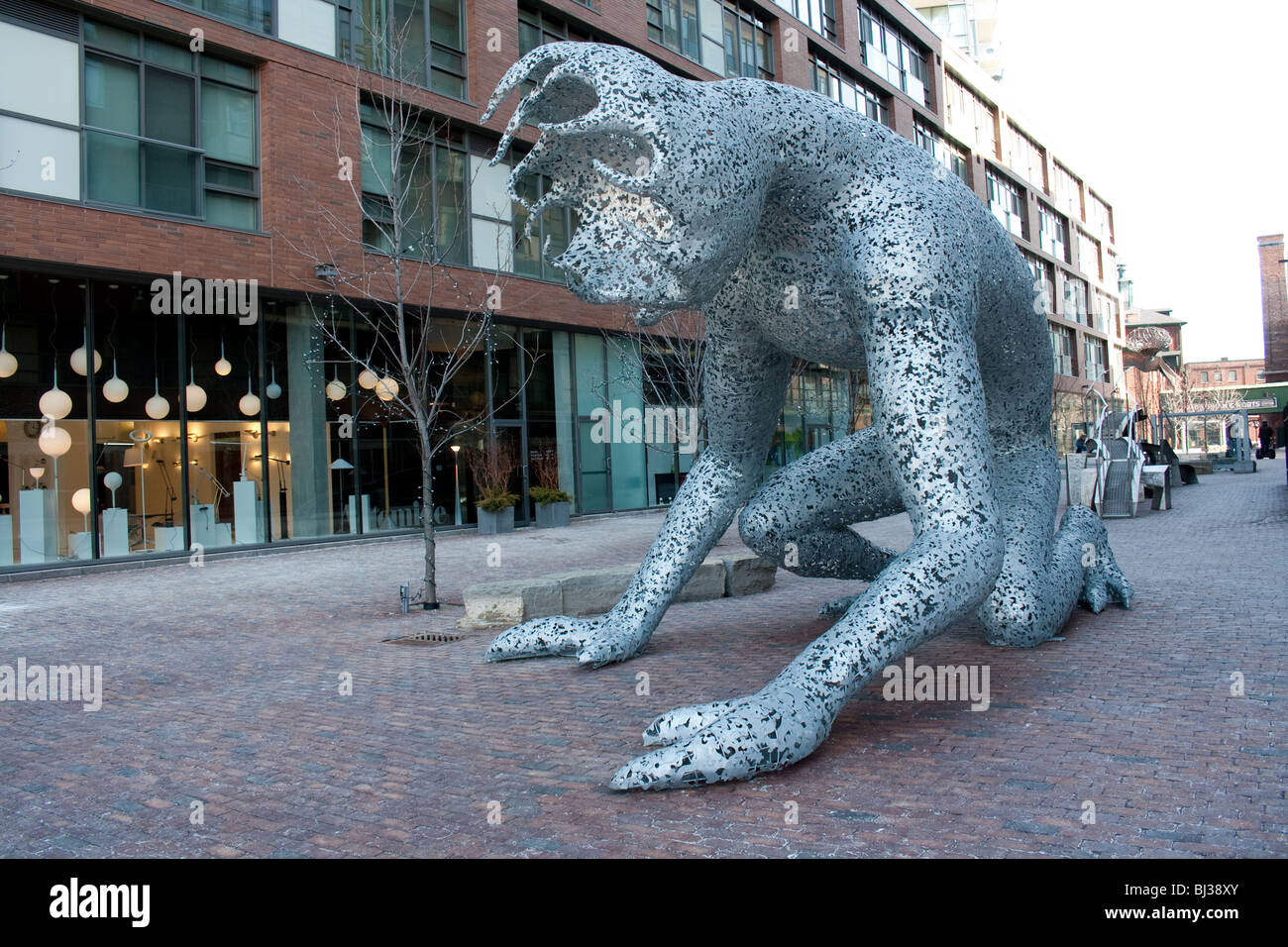 Outdoor sculpture at the distillery district in toronto canada Stock