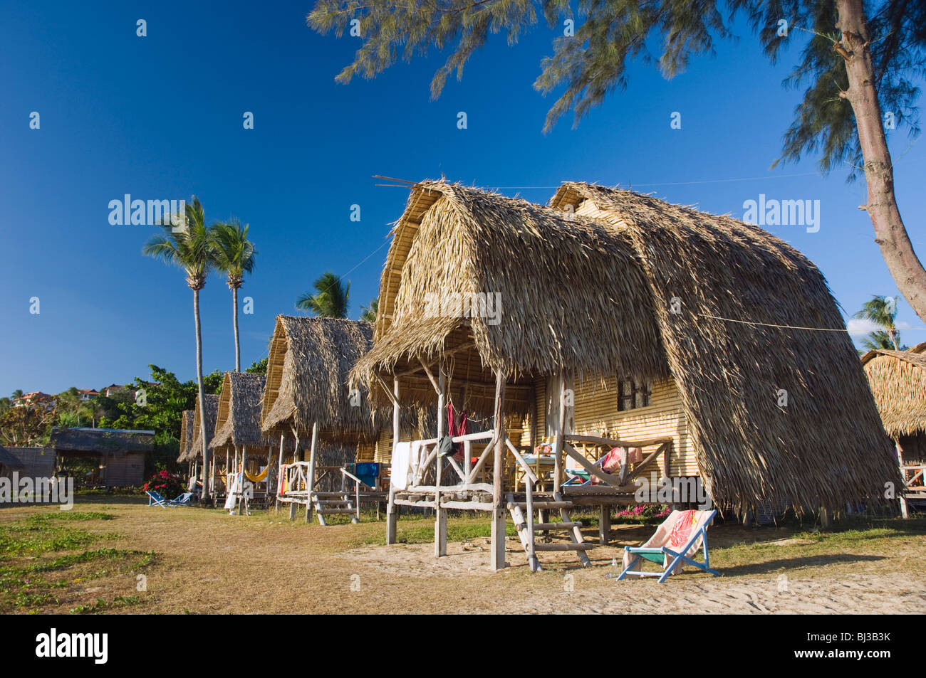 Palm huts on the beach, Lanta River Sand Resort, Klong Nin Beach, Ko Lanta or Koh Lanta island, Krabi, Thailand, Asia Stock Photo