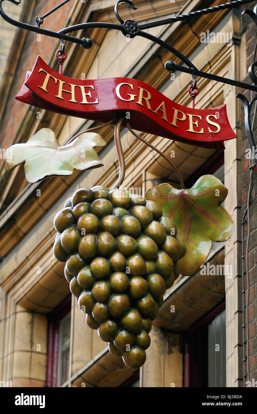 The Grapes Pub Sign, Oxford, United Kingdom. Stock Photo