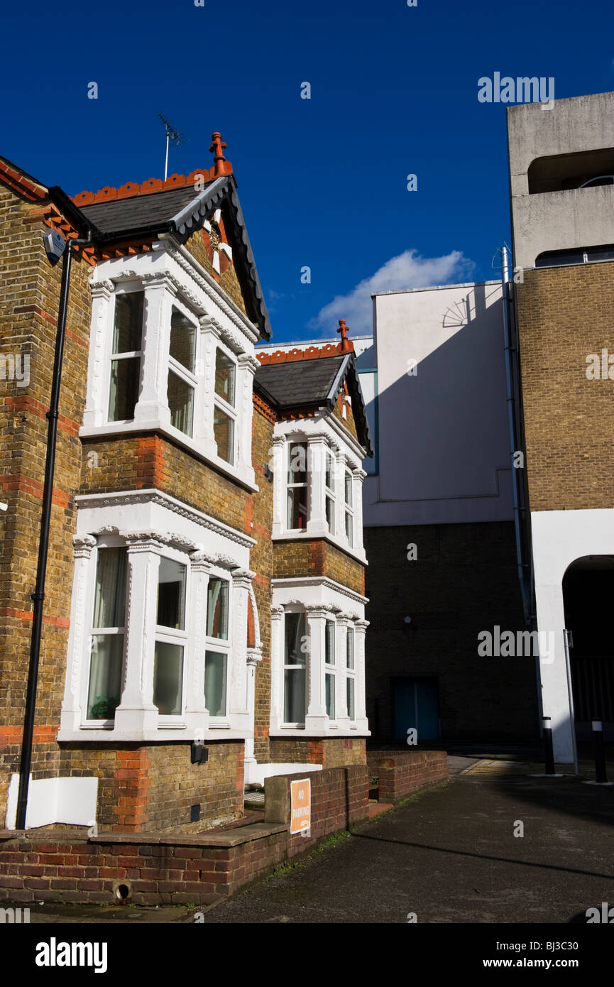 terraced houses next to a modern car park in Uxbridge West London Middlesex UK Stock Photo Alamy