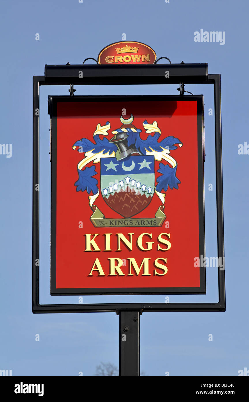 The Kings Arms pub sign, Prestbury, Gloucestershire, England, UK Stock