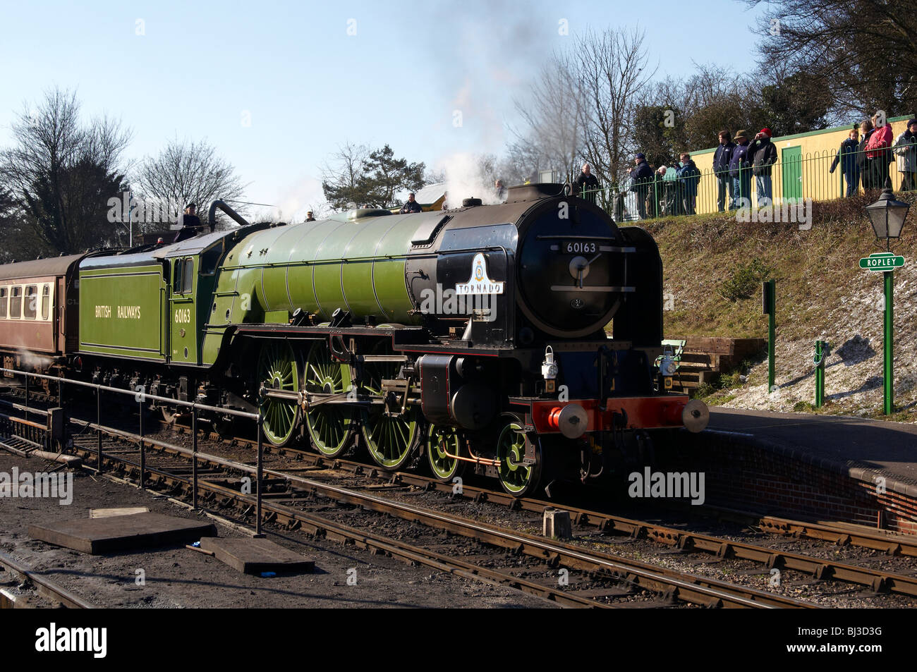 New Peppercorn Class A1 pacific steam locomotive at Ropley on the Mid-Hants Railway. Stock Photo