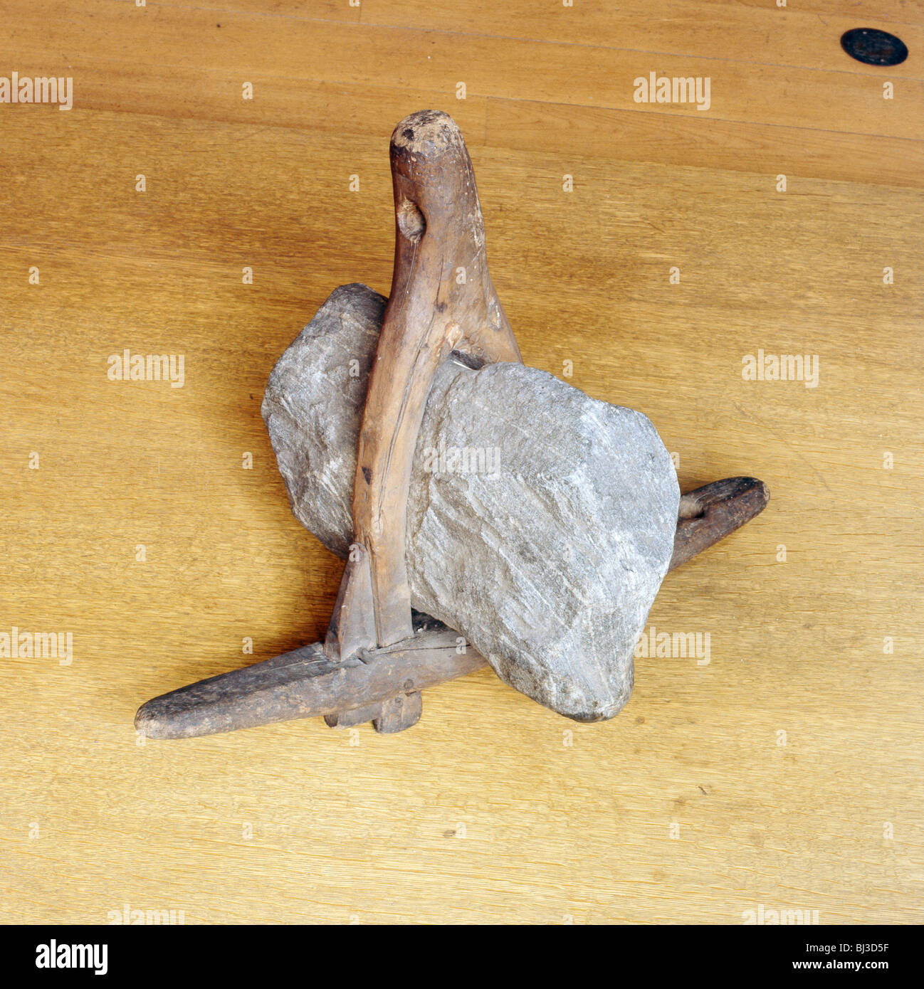 Viking wood and stone ship's anchor, Norway. Artist: Werner Forman Stock Photo