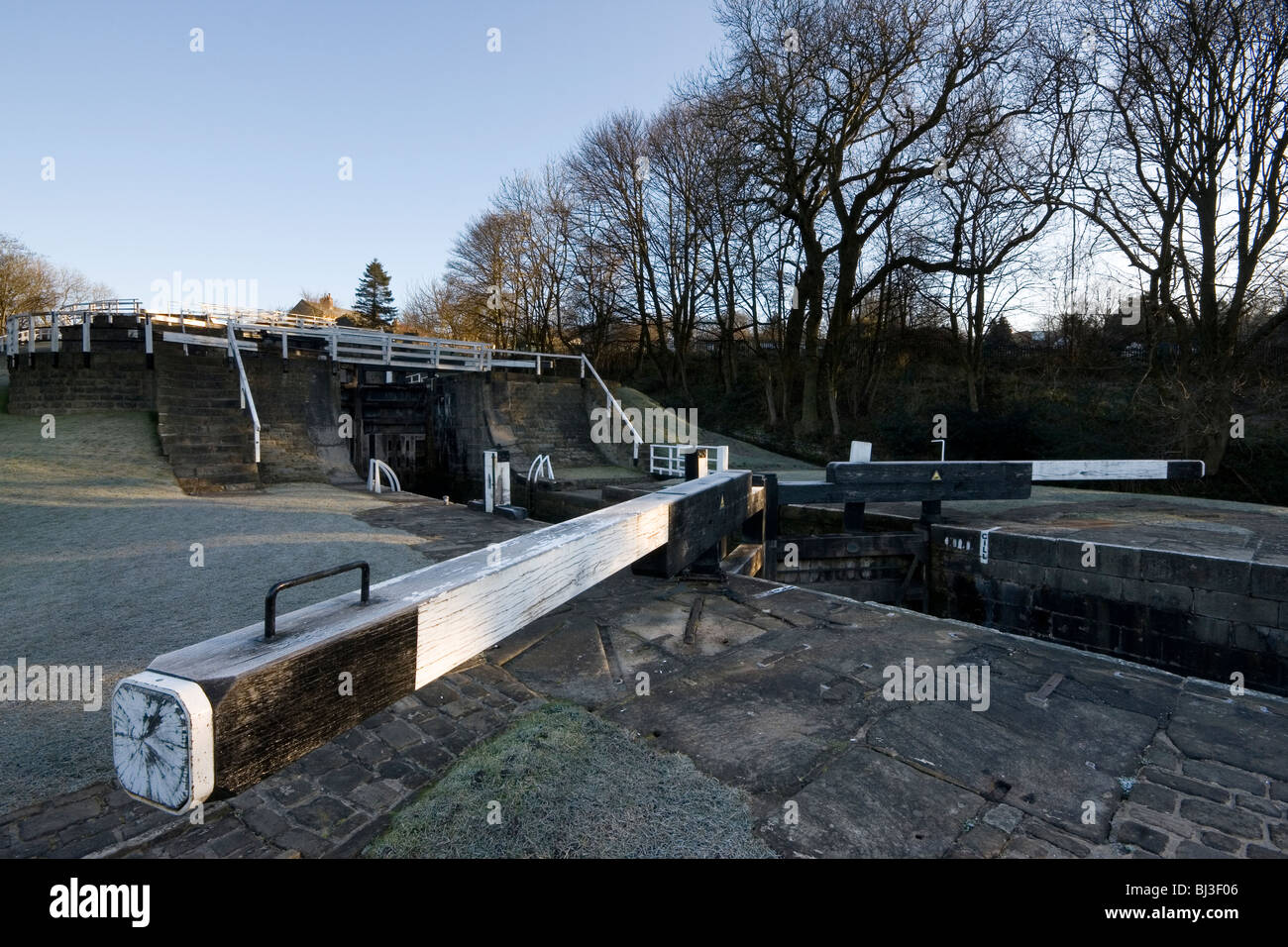Bingley FiveRise Locks, a famous feature on the LeedsLiverpool canal