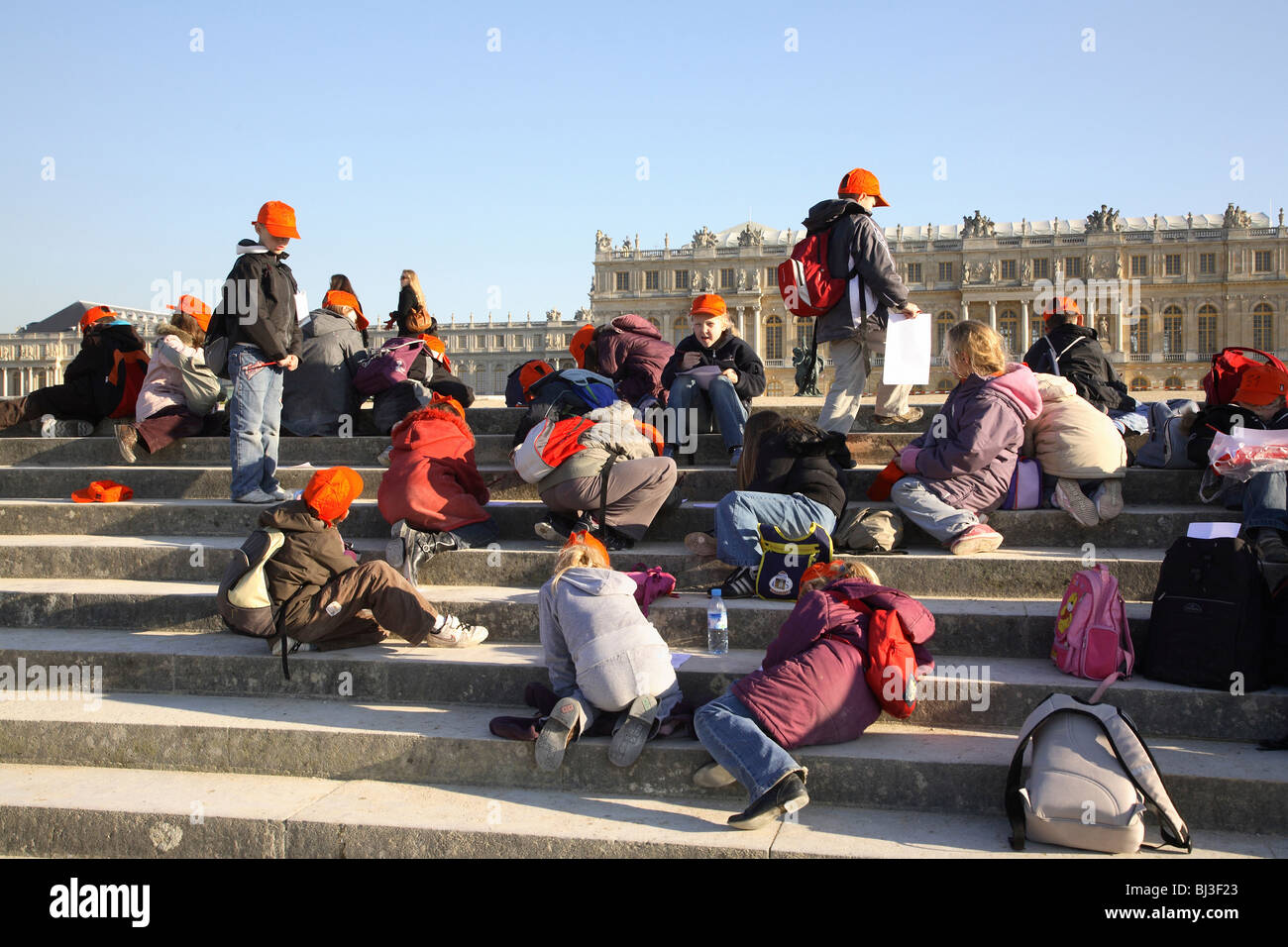 School trip visiting Versailles, France Stock Photo Alamy
