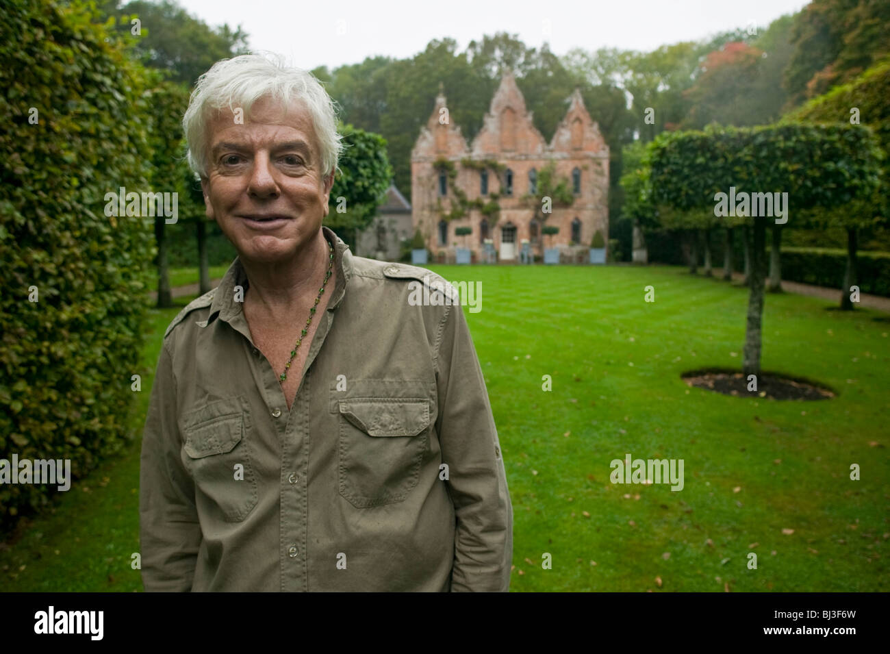 Aclaimed interior designer, Nicky Haslam, pictured at his Jacobean home, in Hampshire, England. Stock Photo
