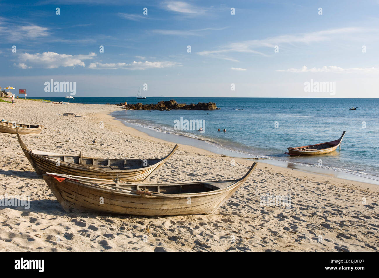 Fishing boats on the sandy beach, Klong Nin Beach, Ko Lanta or Koh Lanta island, Krabi, Thailand, Asia Stock Photo