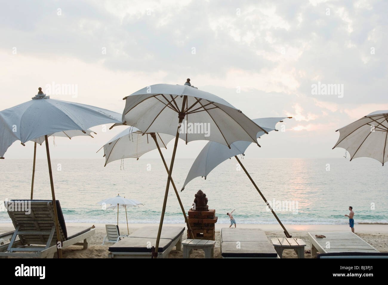 Umbrellas at Long Beach or Phra Ae Beach, Ko Lanta or Koh Lanta island, Krabi, Thailand, Asia Stock Photo