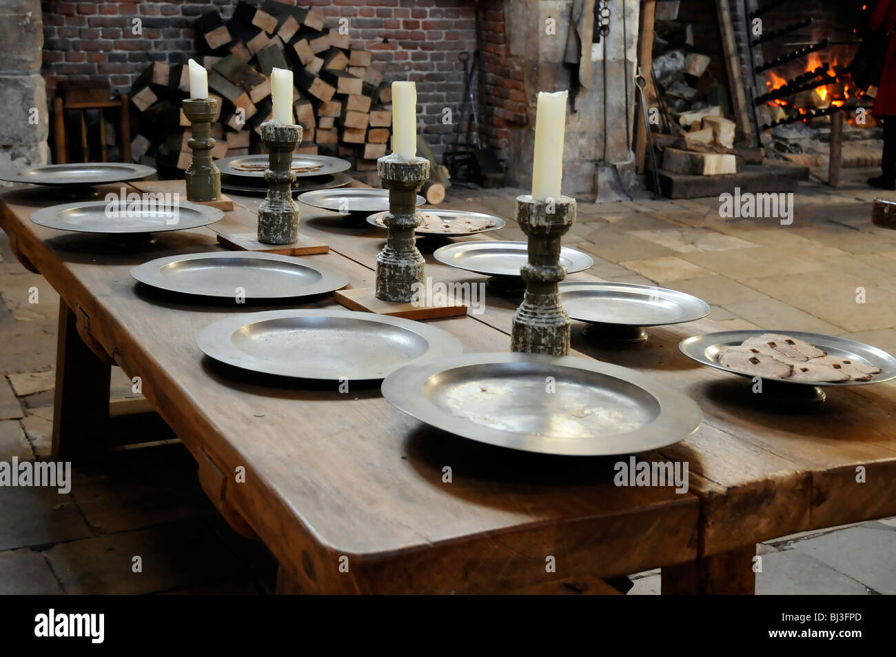 Hampton Court kitchen table, London, UK Stock Photo Alamy