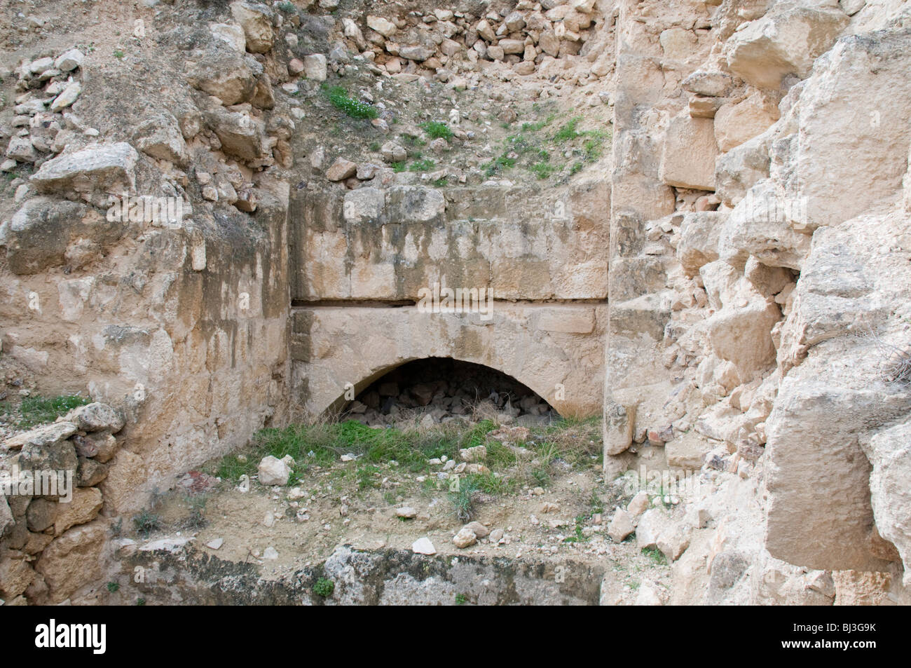 Israel, West Bank, Judaea, Herodion a castle fortress built by King Herod 20 B.C.E. Remains of the main entrance Stock Photo