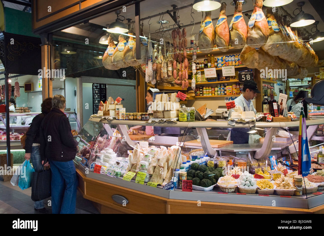 Groceries stall, Ambrogio Market, Florence, Tuscany, Italy, Europe Stock Photo