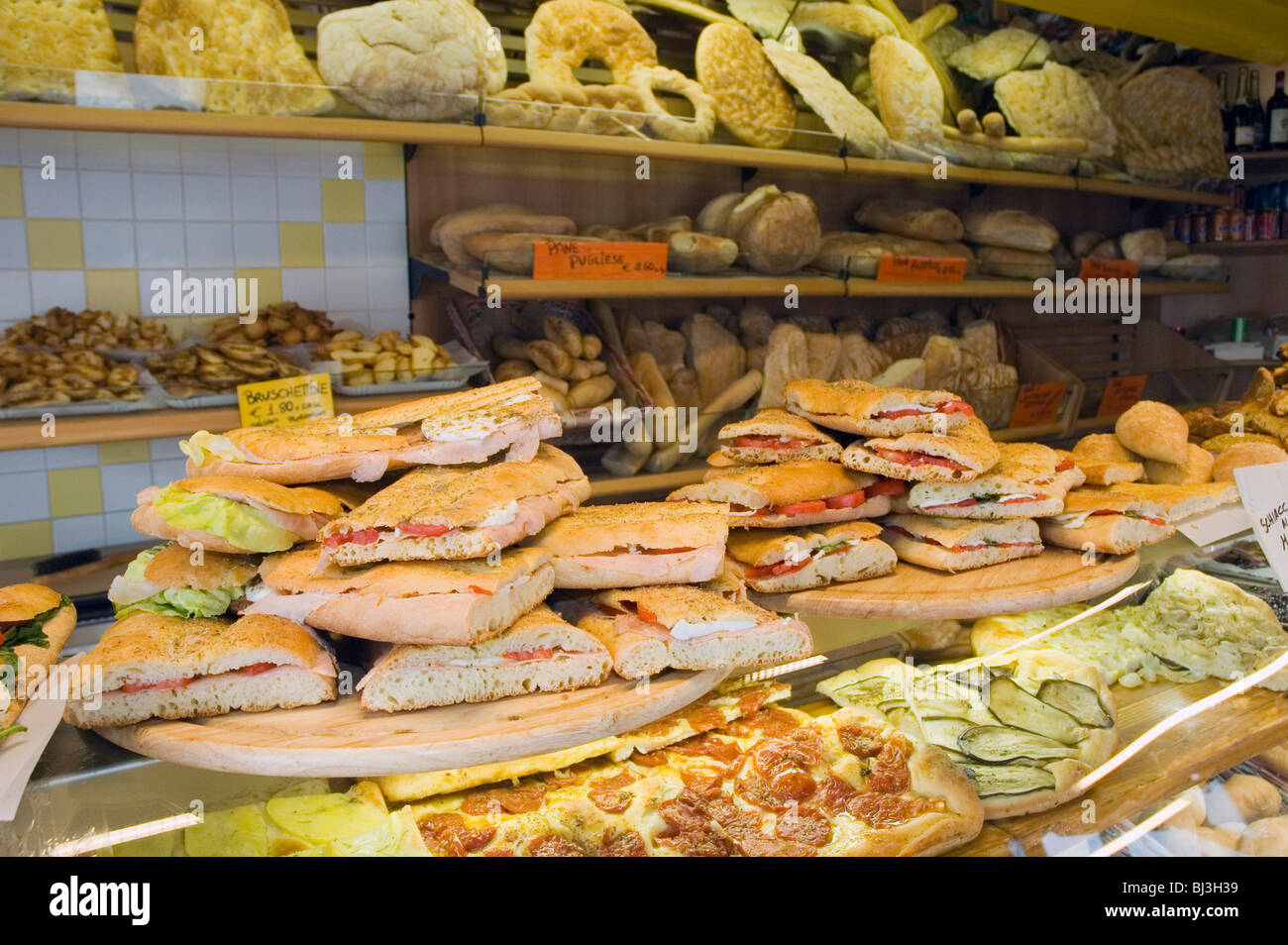 Sandwich in a bakery, Pane Olio & Pizza, Florence, Tuscany, Italy