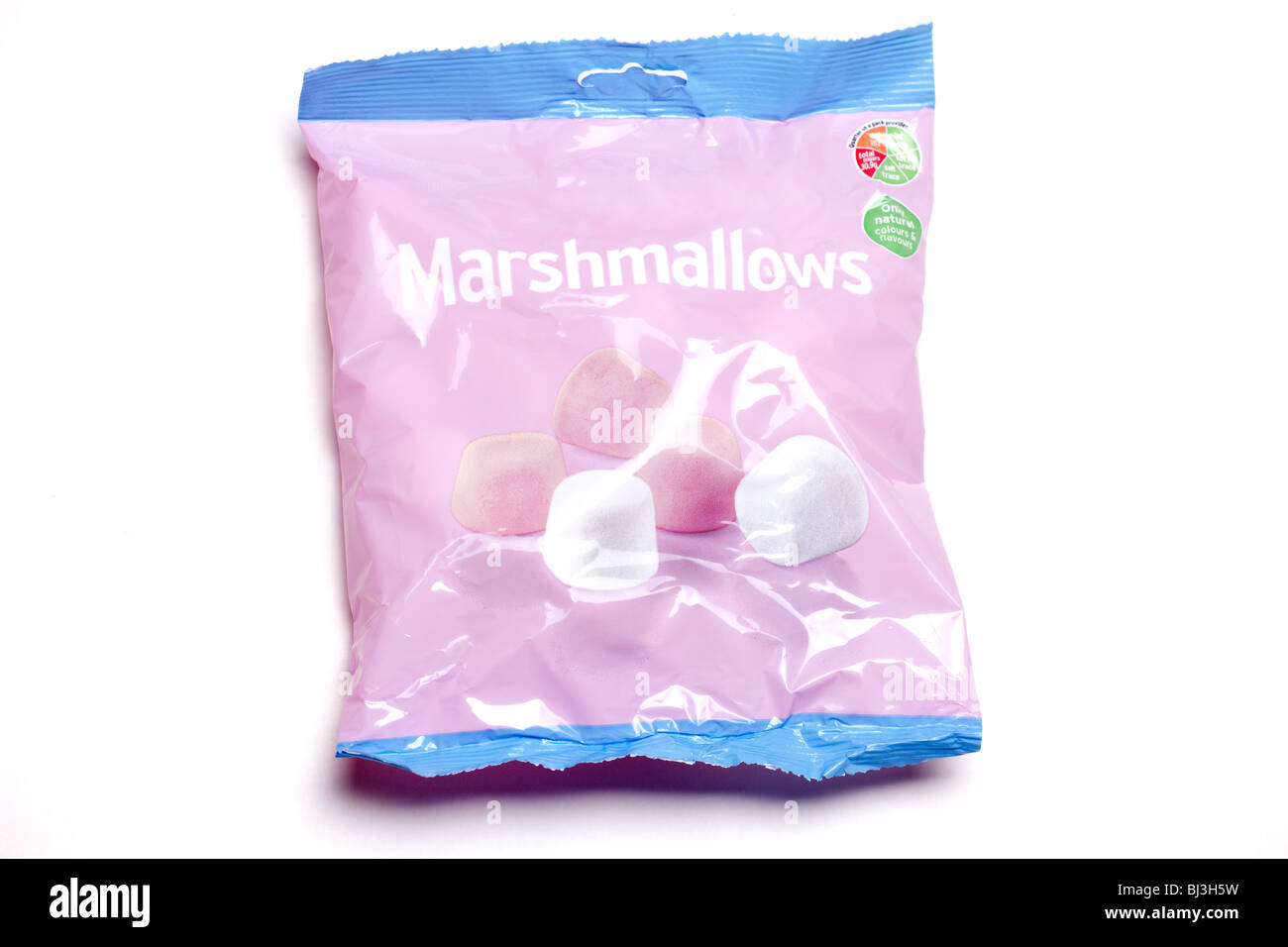 Bag of pink and white marshmallows Stock Photo