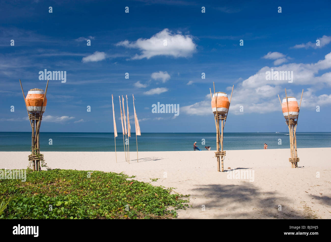 Lanterns on the sandy beach, Kantiang Beach, Ko Lanta or Koh Lanta island, Krabi, Thailand, Asia Stock Photo