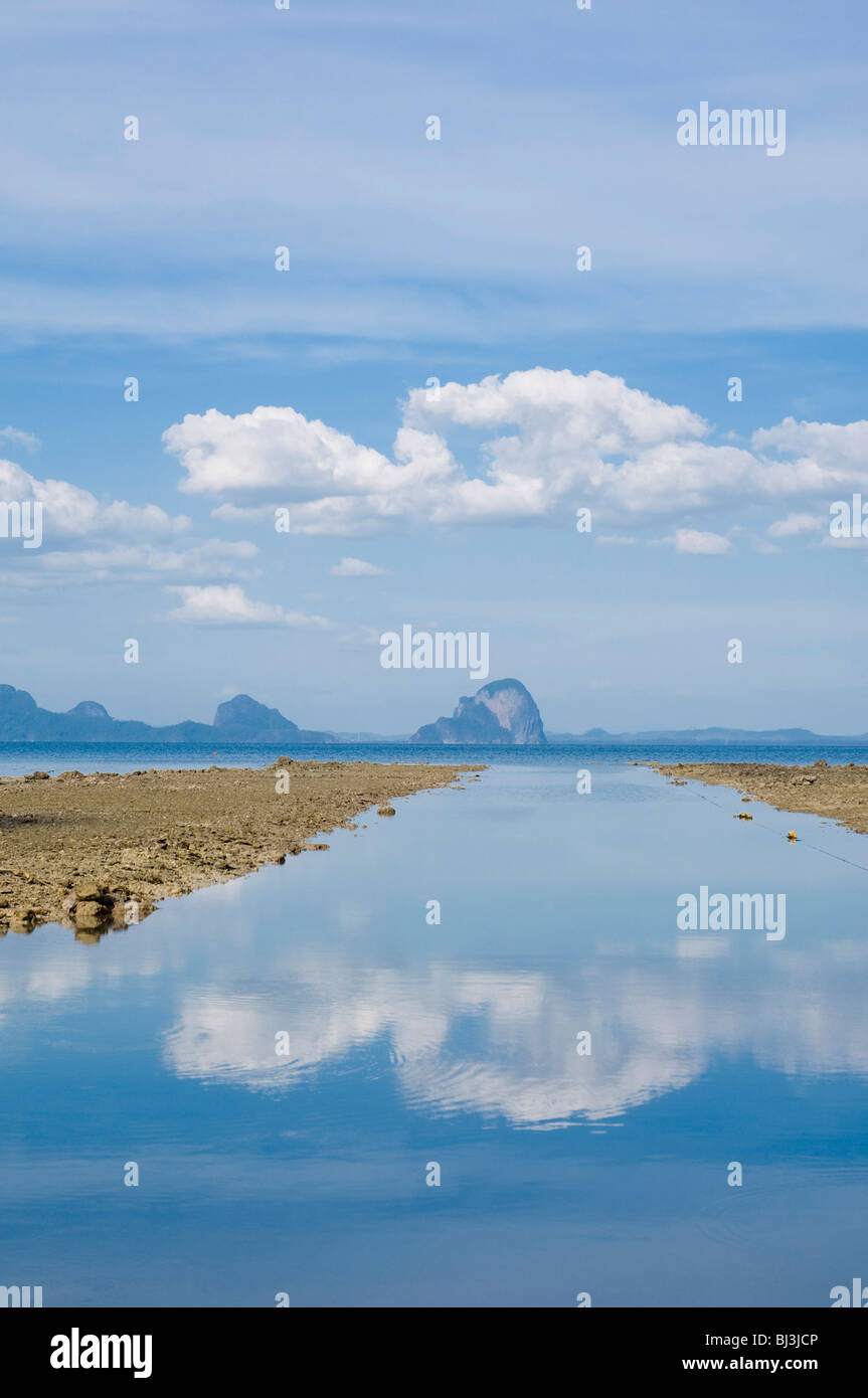 Clouds are reflected in the Andaman Sea, Ko Hai or Koh Ngai island, Trang, Thailand, Asia Stock Photo