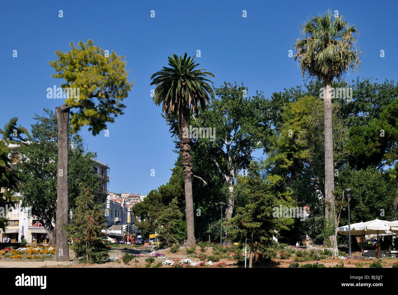 Park at the city of Mytilini, Lesvos island, Greece Stock Photo