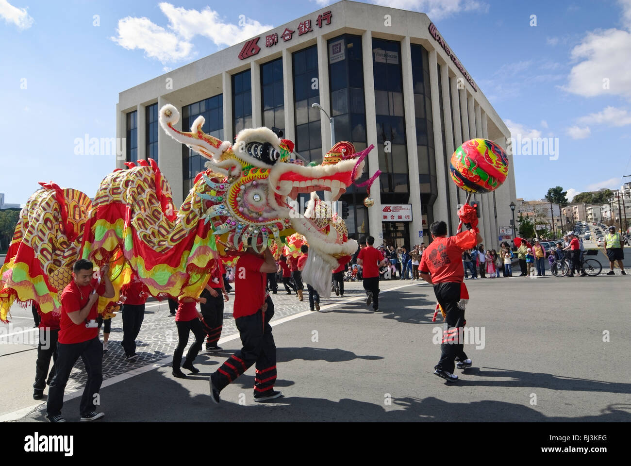 Chinese New Year parade in Chinatown of Los Angeles, California