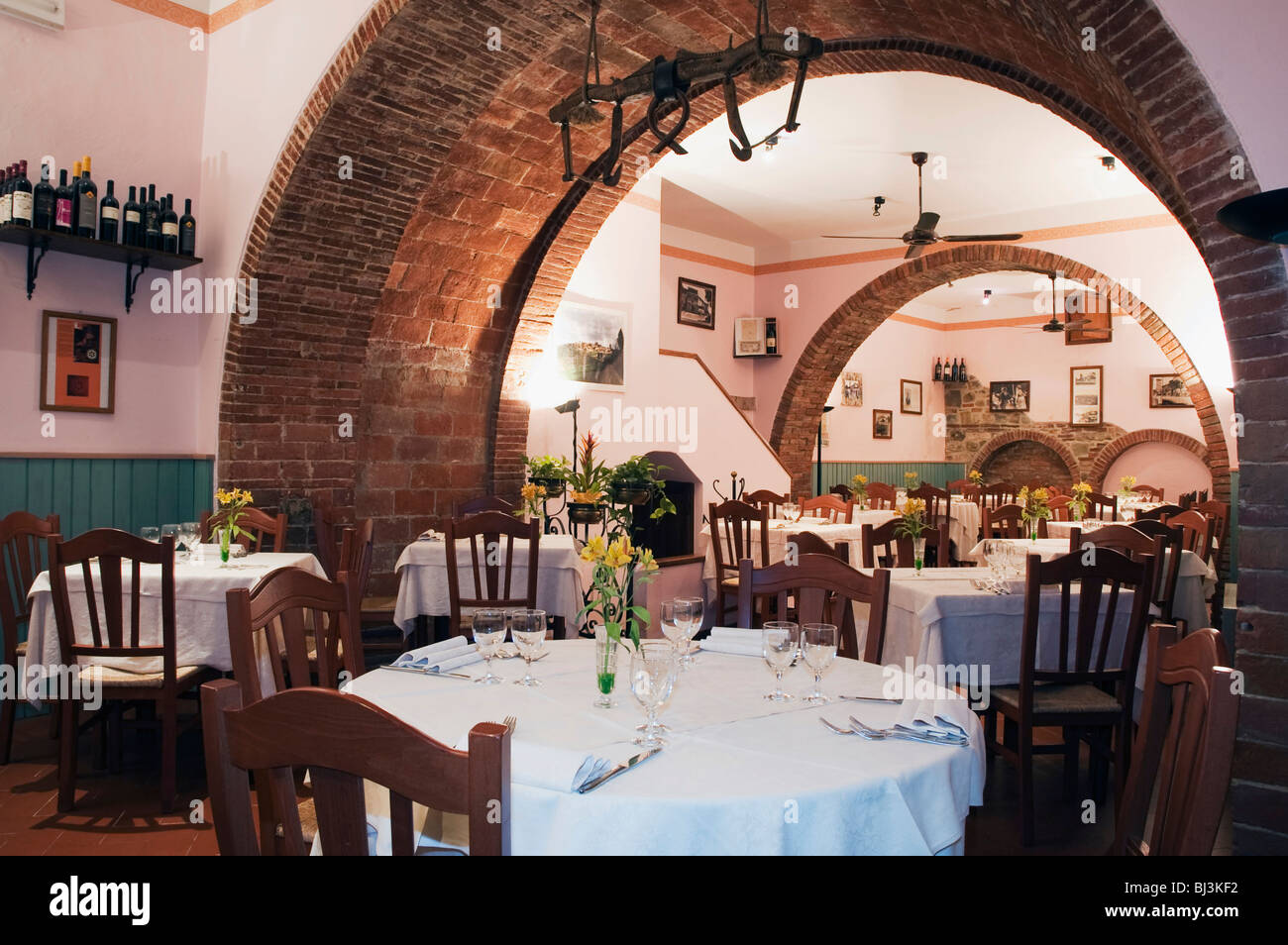 Set Table In The Restaurant La Rocca Lucignano Tuscany Italy Stock Photo Alamy