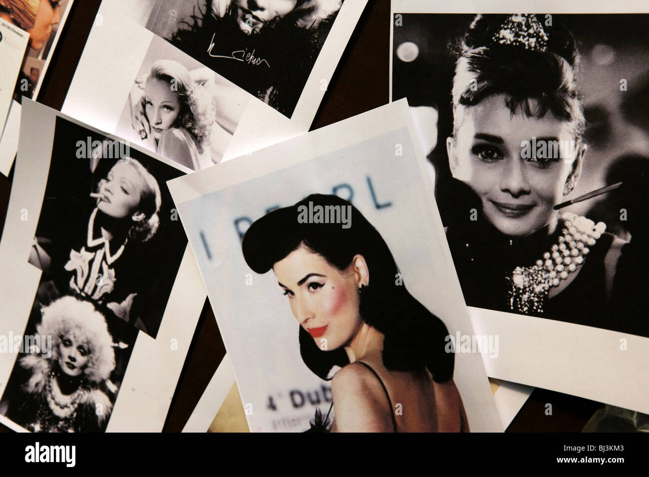 Polaroid photos, photocopies, celebrities, stars, Stock Photo