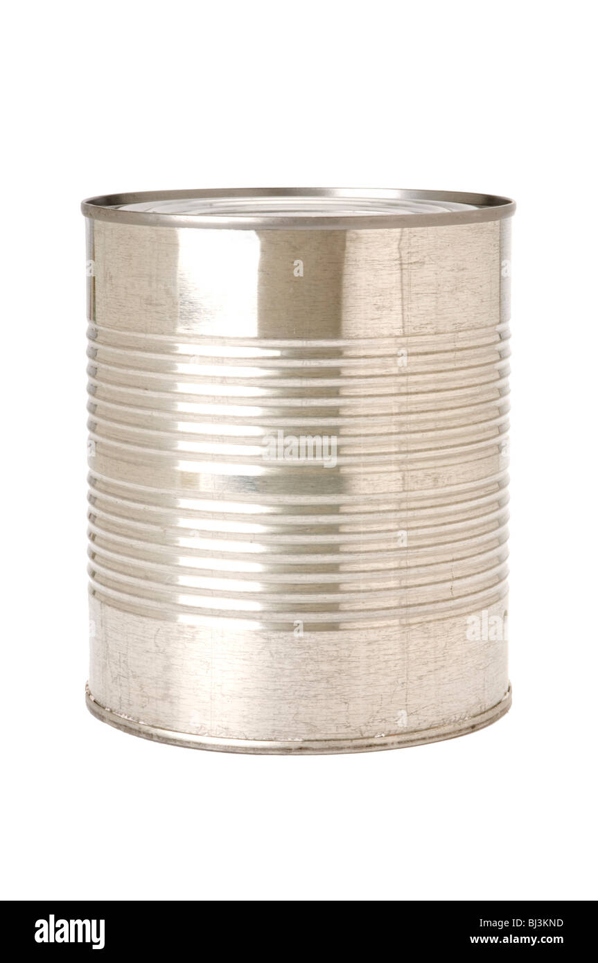 tin cans on white background Stock Photo