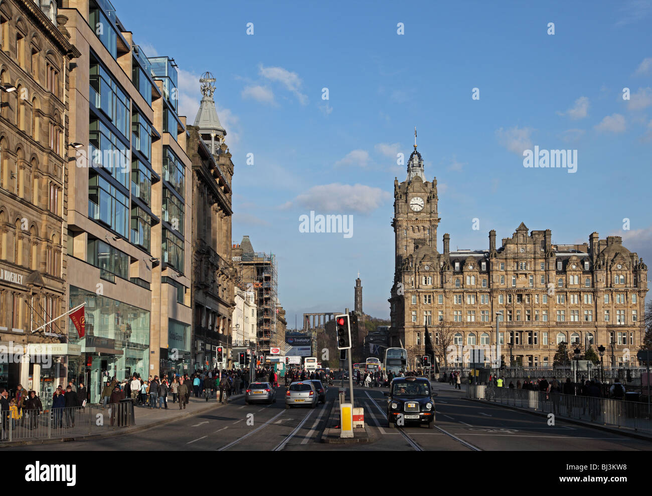 Princes Street with Calton Hill beyond. Edinburgh Stock Photo
